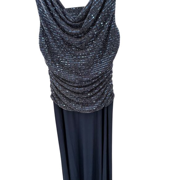 R&M Richards Women’s Plus Size Metallic Sequined A-Line Dress, Navy Blue, 16W‎ - Picture 6 of 9